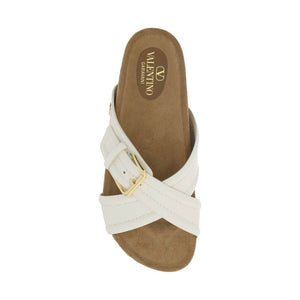 Weiße Sandalen aus Kalbsleder mit Riemen