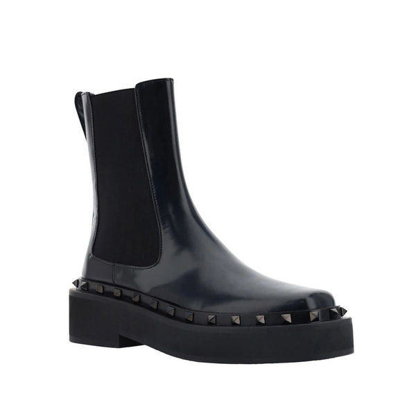 Schwarze Chelsea-Stiefel aus Kalbsleder