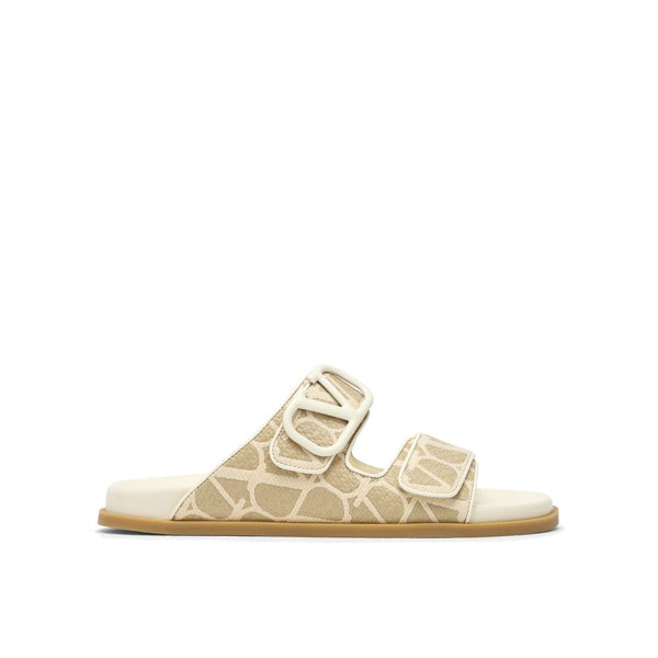 Bicolor-Sandalen mit Stoffriemen