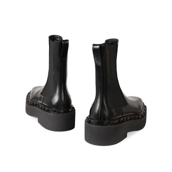 Schwarze Chelsea-Stiefel aus Kalbsleder