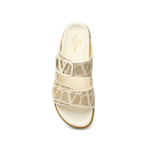 Bicolor-Sandalen mit Stoffriemen