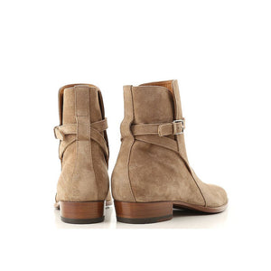 Beigefarbene Stiefeletten aus Kalbsleder