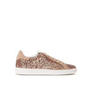 Sneaker aus roségoldenem Stoff mit niedrigem Schaft