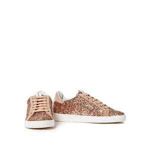 Sneaker aus roségoldenem Stoff mit niedrigem Schaft
