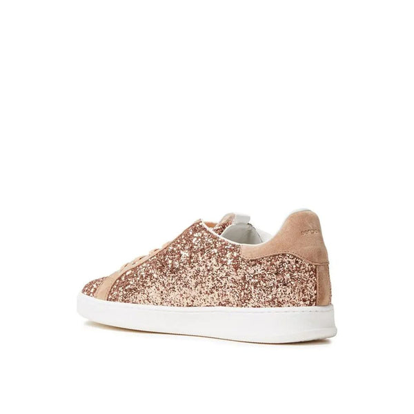 Sneaker aus roségoldenem Stoff mit niedrigem Schaft