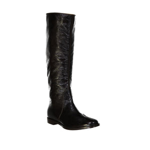 Schwarzer Kalbsleder-Oberschenkelstiefel