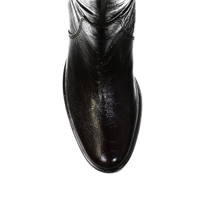 Schwarzer Kalbsleder-Oberschenkelstiefel