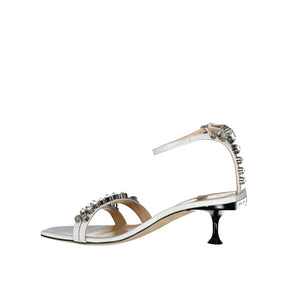 Weiße Sandalen mit Riemen aus Kalbsleder