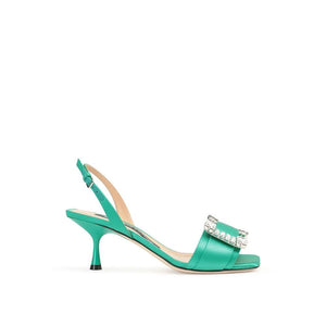 Grüne Seiden-Stilettos