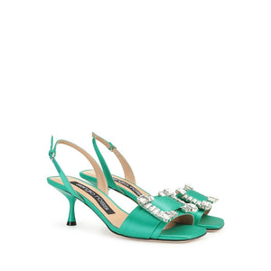 Grüne Seiden-Stilettos