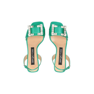 Grüne Seiden-Stilettos