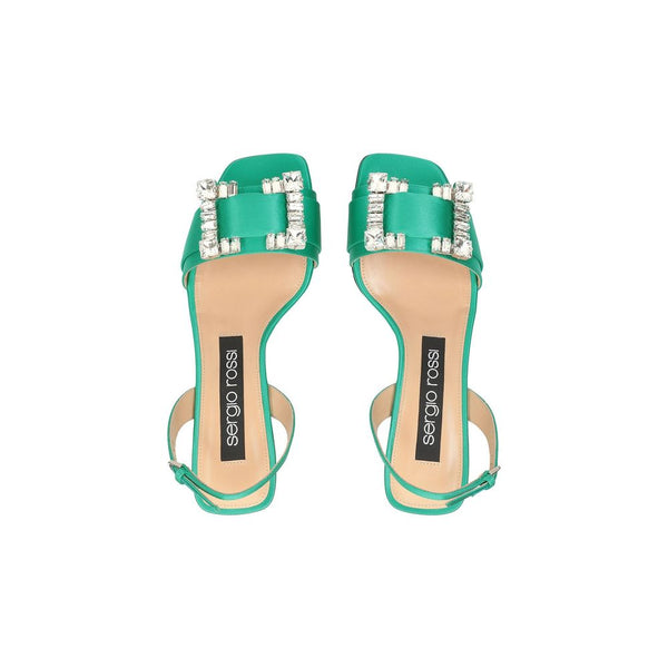 Grüne Seiden-Stilettos