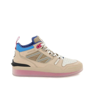 Beigefarbene Leder-Plateau-Sneaker