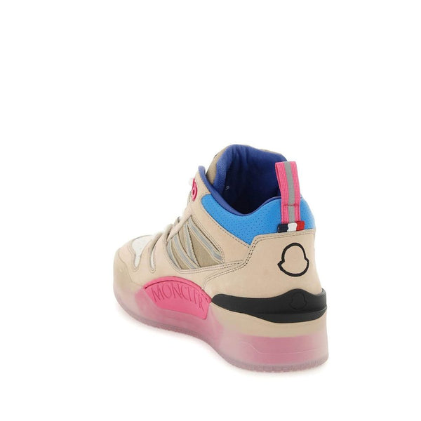 Beigefarbene Leder-Plateau-Sneaker
