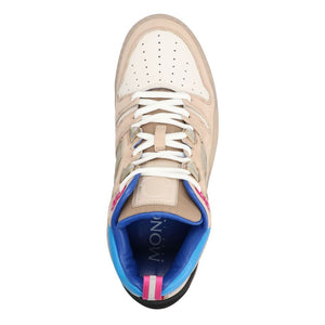 Beigefarbene Leder-Plateau-Sneaker