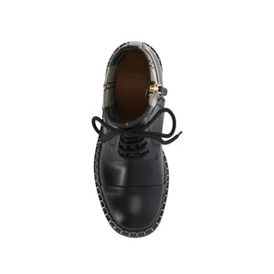 Schwarze Baumwoll-Schnürstiefel