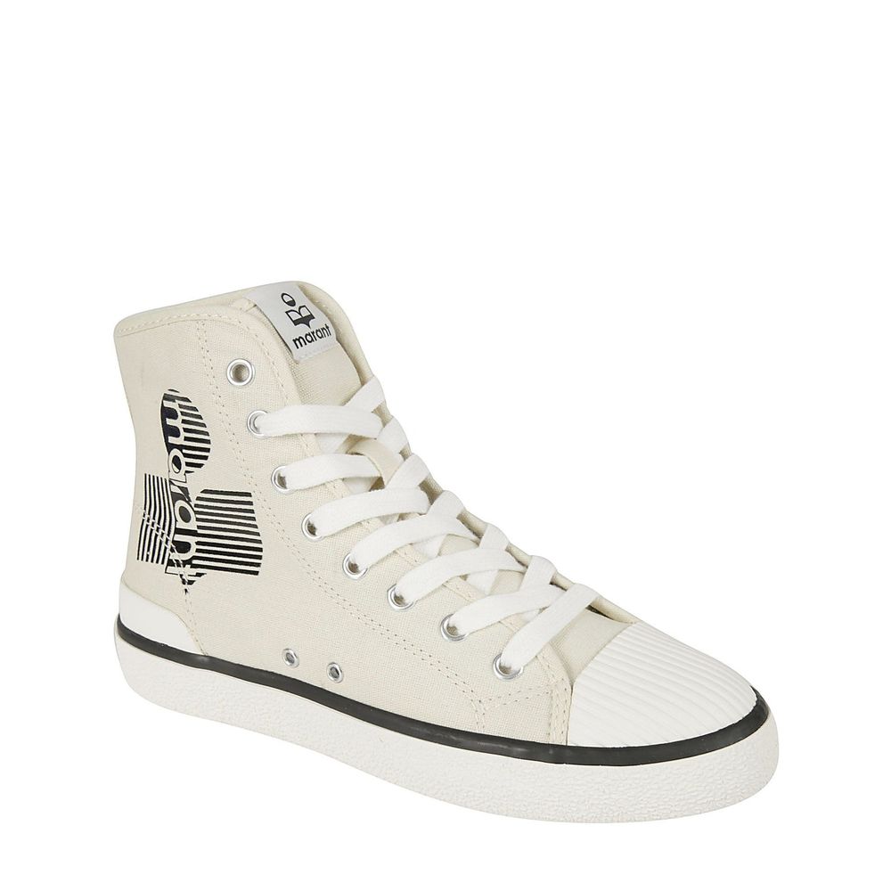Beige High-Top-Sneaker aus Canvas