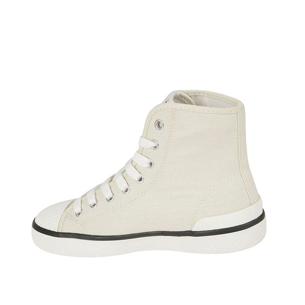 Beige High-Top-Sneaker aus Canvas