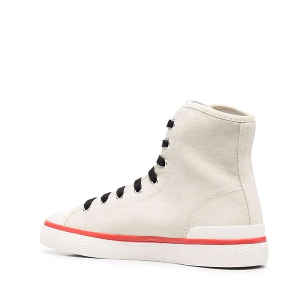 Beige High-Top-Sneaker aus Segeltuch
