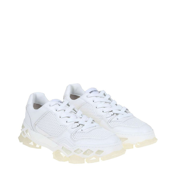 Weiße Kalbshaut-Sneaker mit klobiger Sohle