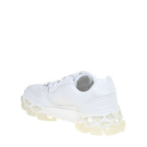 Weiße Kalbshaut-Sneaker mit klobiger Sohle