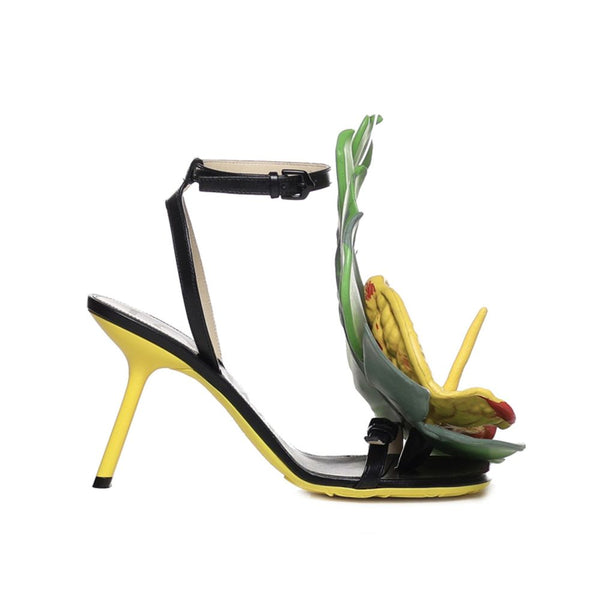 Schwarze Sandalen aus Lammleder mit Stiletto-Absatz