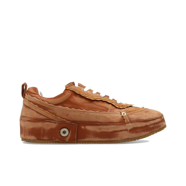 Braune Kalbsleder-Plateau-Sneaker