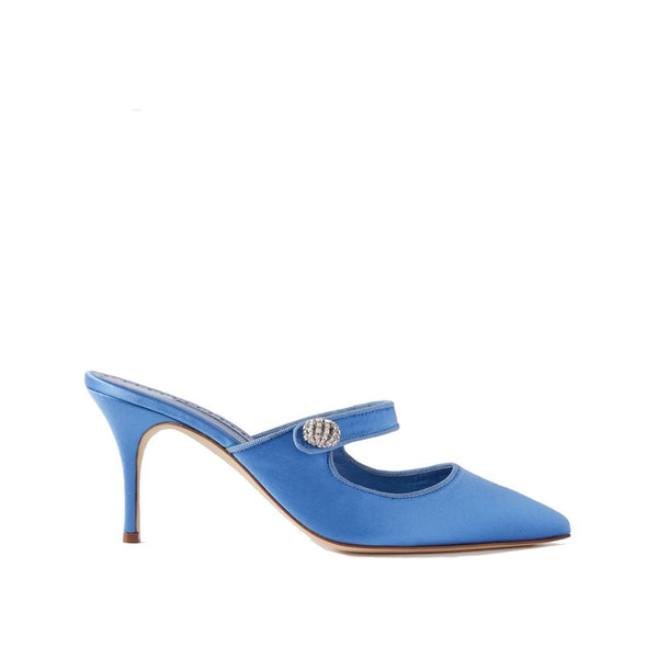 Seidene Pantoletten in Blau