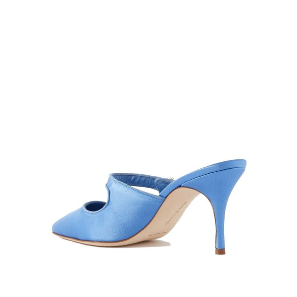 Seidene Pantoletten in Blau