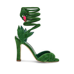 Grüne Sandalen mit Kalbshautriemen