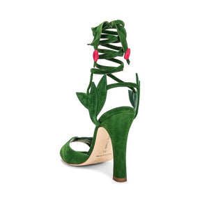 Grüne Sandalen mit Kalbshautriemen