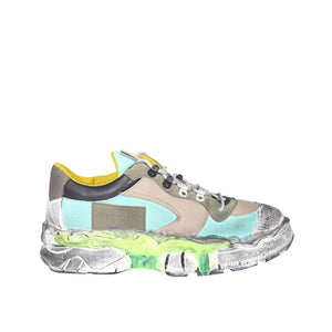 Grüne Stoff-Sneaker mit klobiger Sohle