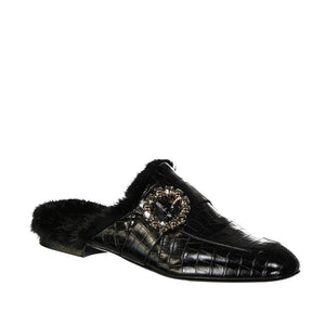Schwarze Maultier-Schuhe aus Kalbsleder