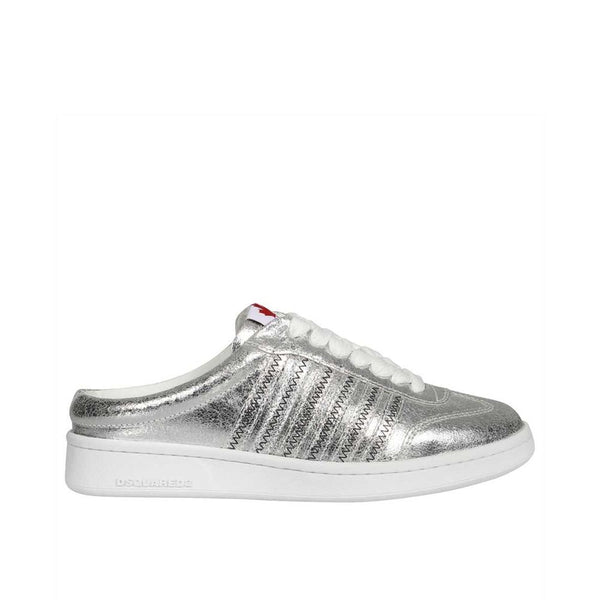 Silberne Sneakers aus Kalbsleder