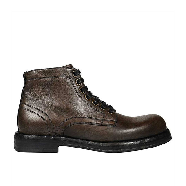 Braune Leder-Schnürstiefel