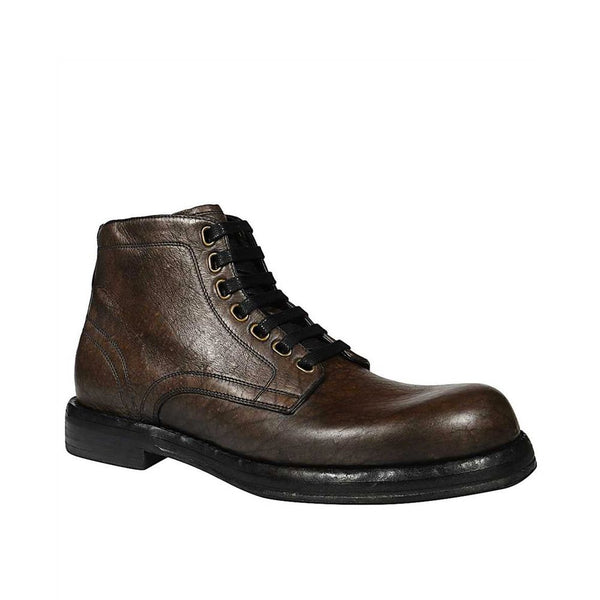 Braune Leder-Schnürstiefel