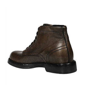 Braune Leder-Schnürstiefel