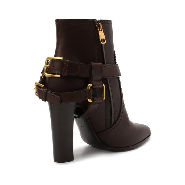 Braune Leder-Knöchelstiefel