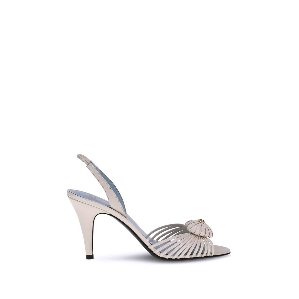 Weiße Kalbshaut Bos Taurus Stiletto-Sandalen