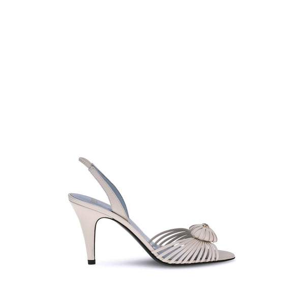 Weiße Kalbshaut Bos Taurus Stiletto-Sandalen