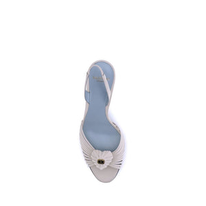 Weiße Kalbshaut Bos Taurus Stiletto-Sandalen