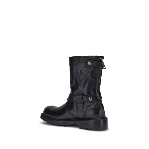 Schwarze Kalbshaut Bos Taurus Schnürstiefel