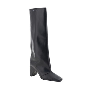 Schwarze Kalbshaut Bos Taurus High-Heel-Stiefel