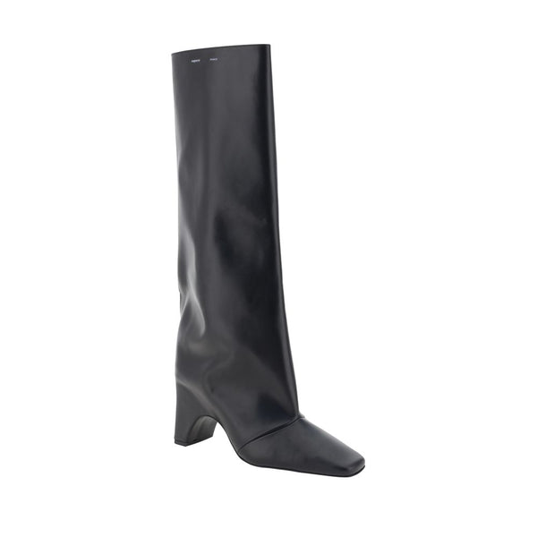 Schwarze Kalbshaut Bos Taurus High-Heel-Stiefel