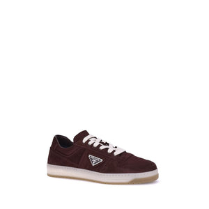 Bordeauxrote Kalbshaut Bos Taurus Sneakers mit niedrigem Schaft