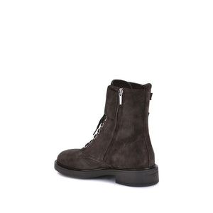 Schwarze Stiefel aus Kalbsleder mit Schnürung, Bos Taurus
