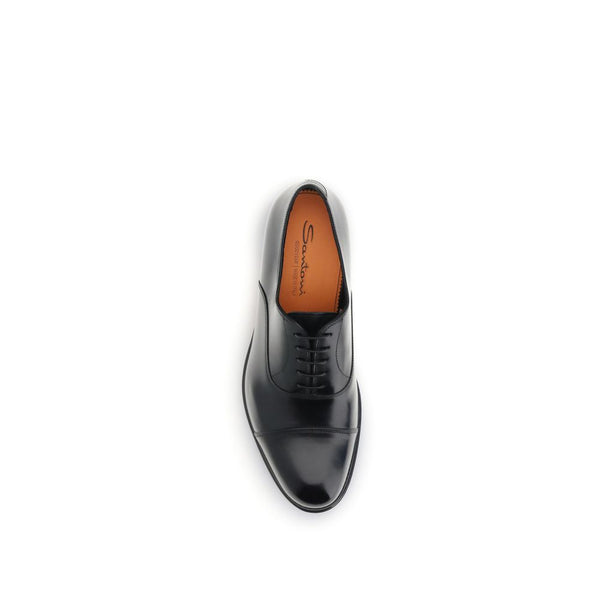 Schwarze Kalbshaut Bos Taurus Oxford- und Derby-Schuhe