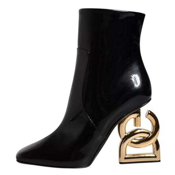 Schwarze Jackie Leder Mid Calf Stiefel Schuhe