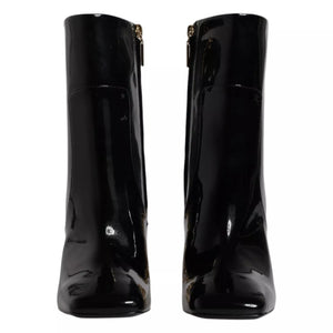 Schwarze Jackie Leder Mid Calf Stiefel Schuhe