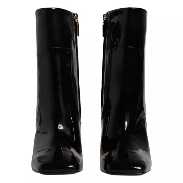 Schwarze Jackie Leder Mid Calf Stiefel Schuhe